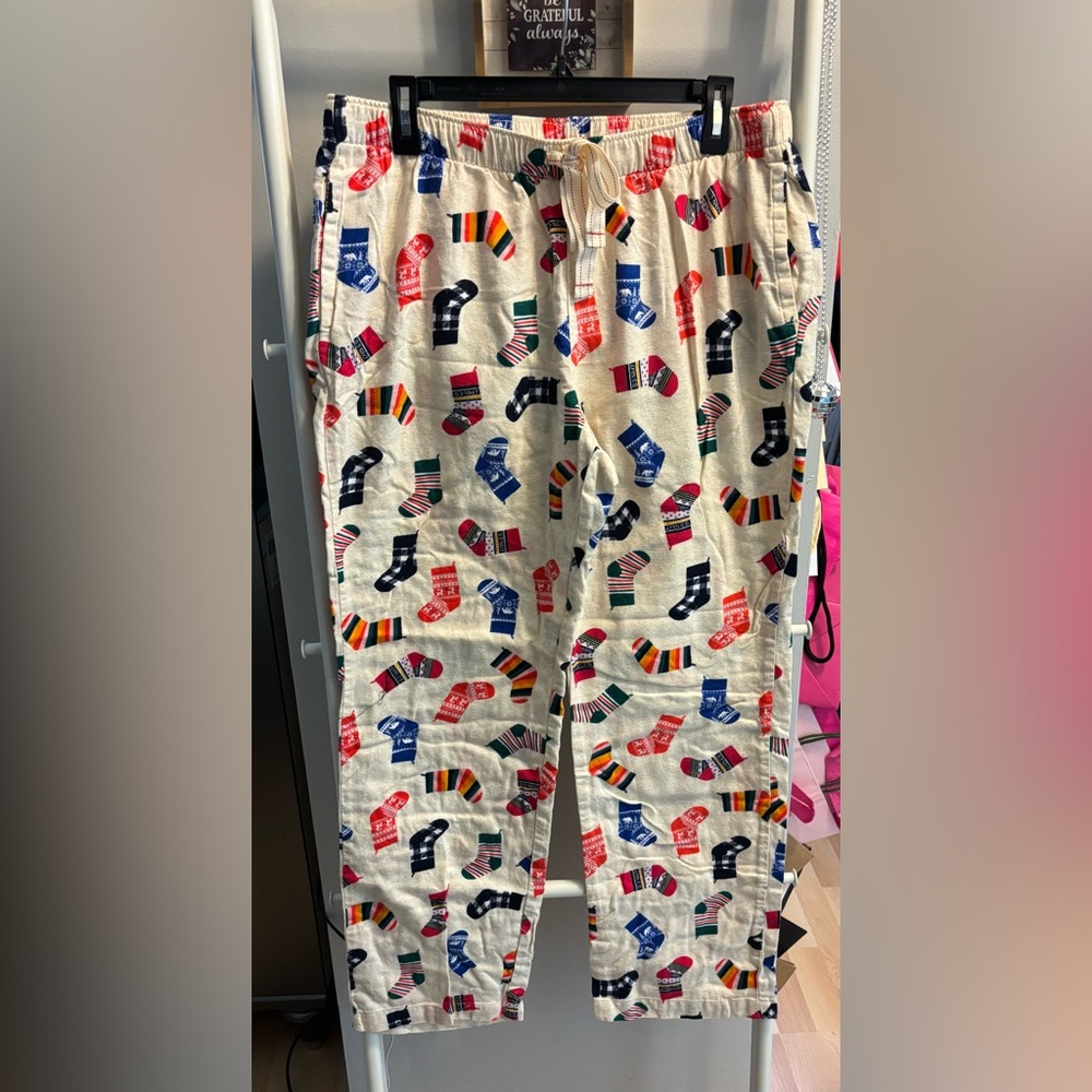 Old Navy Pajama Bottoms with Colorful Sock Pattern